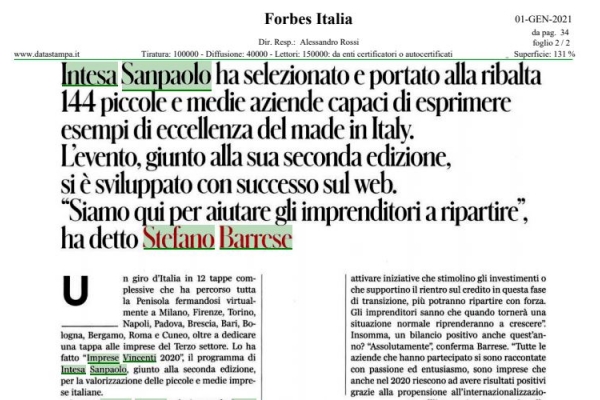 FINESTRENURITH è sul mensile gennaio 2021 di Forbes